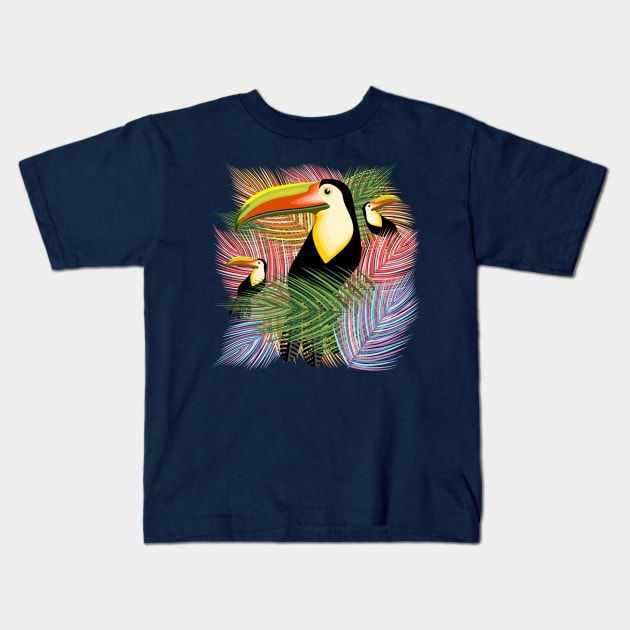 Toucans Hawaiian Summer Mood Kids T-Shirt by BluedarkArt